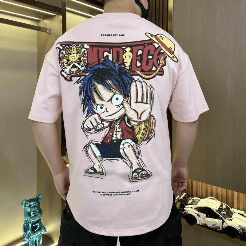 One Piece Anime Luffy Printed Shortsleeved Tshirt for Boys and Children A New Summer Japanese Cartoon Style