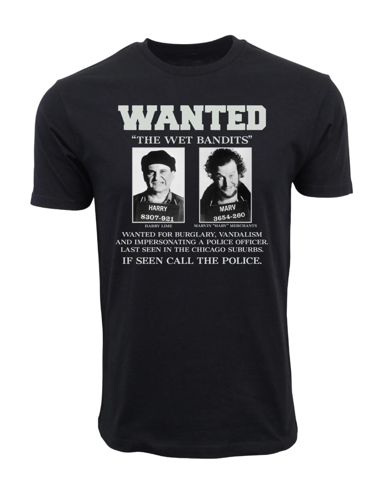 Unisex Adult Casual Music HOME ALONE WET BANDITS T SHIRT WANTED T-S... S