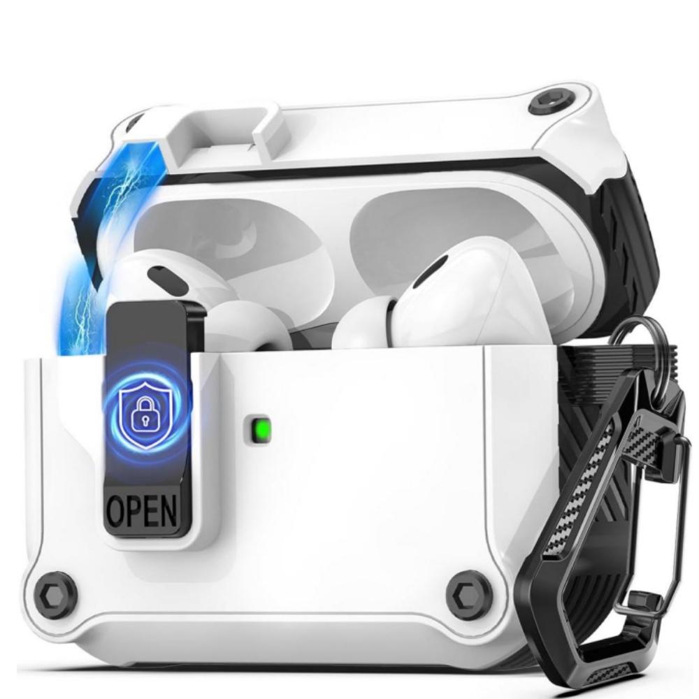 

Case for Airpods Pro 3/4 Secure Lock Clip Automatic Pop-up Full Drop Protective Case Cover for AirPods 4/Pro 3 with Cleaning Kit for Airpods 4 білий