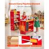 VEVOR Kids Grocery Store Playset, Wooden Play Store with Shopping Bag, Kids Supermarket Pretend Play Toy Set with Conveyor Belt, Scanner