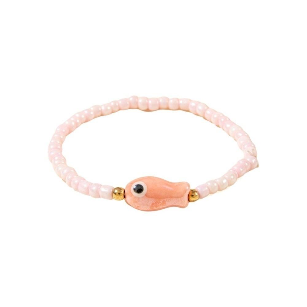 

Cute Fish Pendant Bracelet Sea Series Polka Dot Bead Bracelet Retro Bohemian Ocean Bracelet Daily розовый