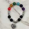 7 Chakra- Heart Bracelet Balance Stone Beaded Bracelet Yoga Charm Bracelet