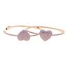 60mm pink Plated Iced Out Bling Women Jewelry Cz Big Heart Charm Women Thin Bangle Bracelet