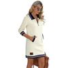 Women's Fashionable Lapel Zipper Long-sleeved Color-blocked Pocket Dress