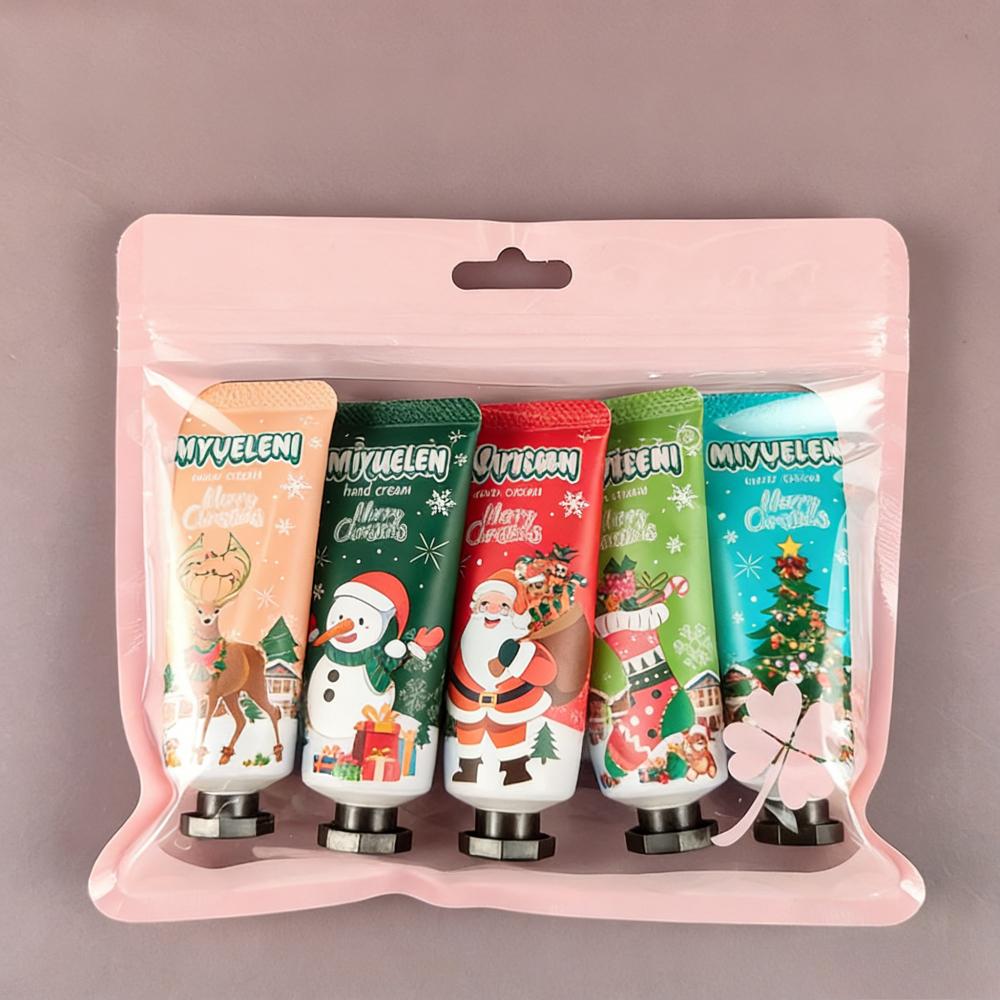 Weihnachts-Handcreme-Geschenkset 5 Teile Feuchtigkeitsspendende Mini-Reiselotion für Damen Herren Weihnachtsstrumpffüller Weihnachtsfeier-Mitbringsel