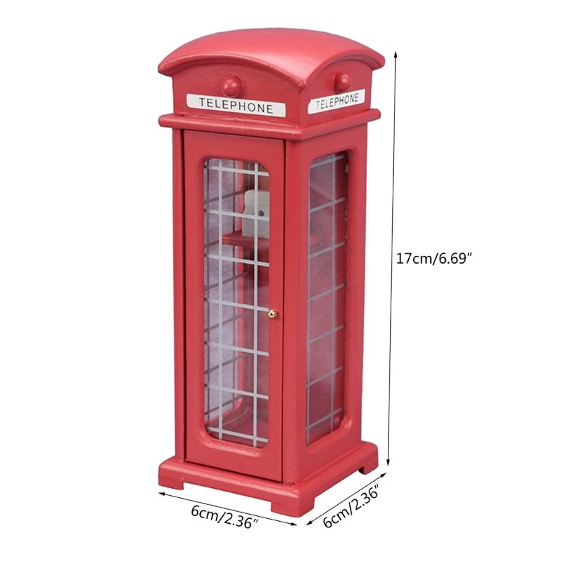 Mini Phone Booth Model Dollhouse Decorative Miniature Red British Phone Booth Micro Landscape Scenery Ornament Prop