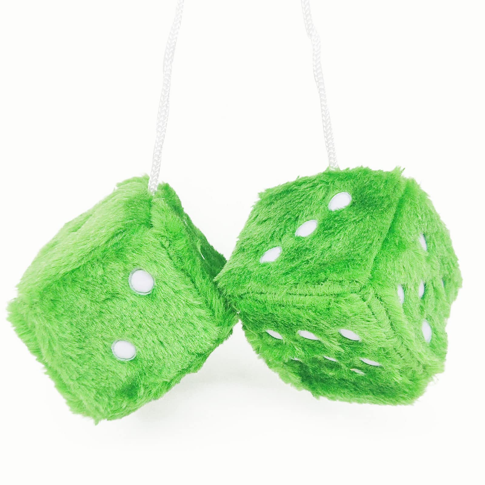 

2.4 Retro Mirror Fuzzy Plush Dice Car Pendant Interior Rearview Mirror Dice Decoration Car зелёный