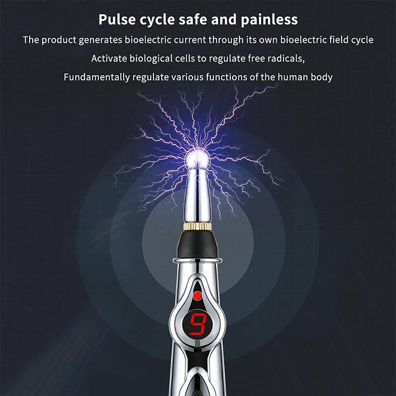 Electric Massage Pen Adjustable For Body Back Hand Massage Press And Relax Muscles, Charge Powered Silver