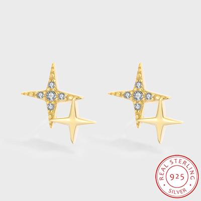 Klassieke Gele Ster Vorm S925 Sterling Zilveren Oorbellen voor Vrouwen Hoge Kwaliteit Zirkonia Oorbellen Verjaardag Sterling Zilveren Sieraden Feest Sieraden