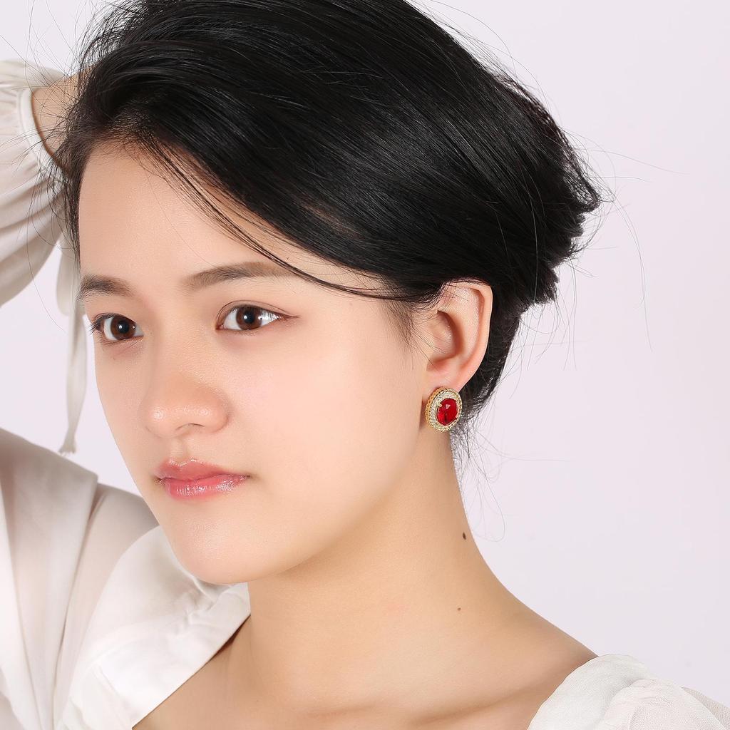 Elegant Retro Color Treasure Zircon Oval Ear Cuffs