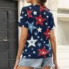 Women's Casual Short Sleeve V Neck Top American Flag Print Lightweight Summer Shirt Comfortable Fit