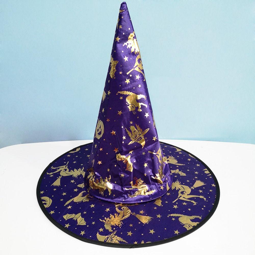 Skull Pattern Halloween Witch Hat Colorful Halloween Cosplay Accessories Children Wizard Cap  Kids