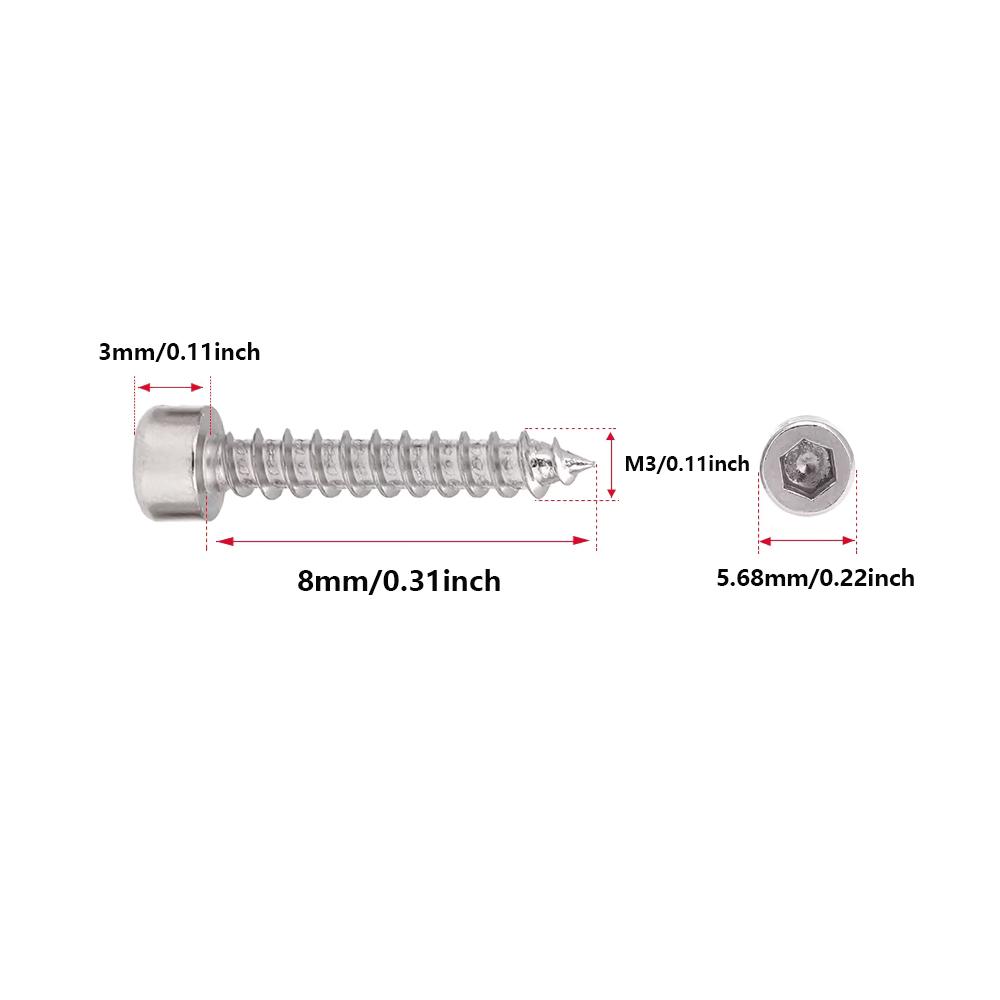 50/100pcs M2 M3 Cylinder Head Hex Socket Screws 304 Stainlesss Steel Fullys Threaded Self-Tapping Screws Suitable for Furniture, Machinery