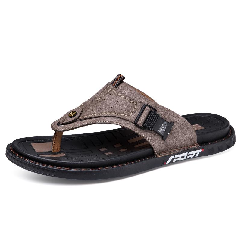 Genuine Leather Men Slippers High Quality Crocodile Embossing Men Sandals Dual Purpose Summer Shoes For Men