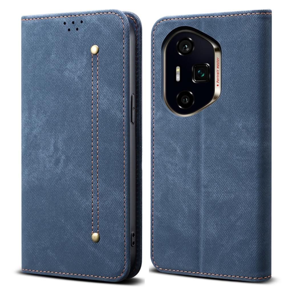For Honor 300 Pro Case Jeans Cloth Texture Anti-Scratch Leather Stand Phone Cover