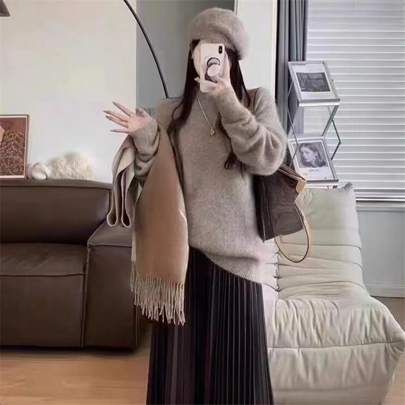 

YYFS Женская мода Повседневный Осень Зима Однотонный Принт Длинный Рукав О-Образным Вырезом Свитера One size хаки