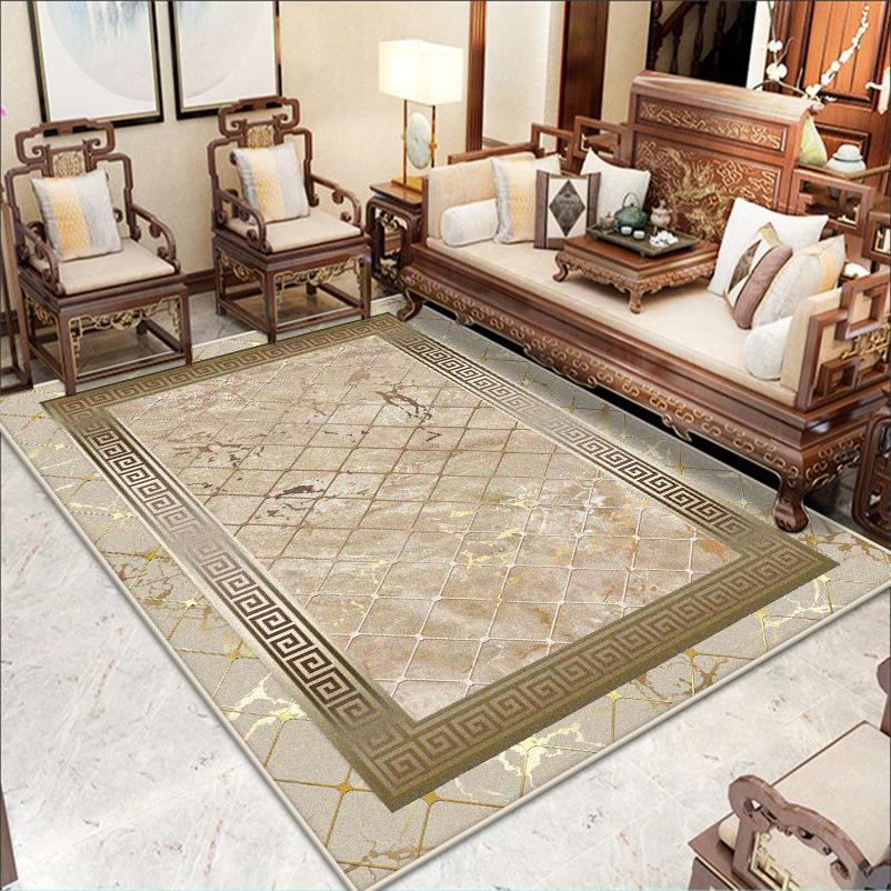 Large Size Classical Border Design Live Room Rug Soft Non-slip Study Decoration Carpet Machine Washable Sofa Table Mat Flannel