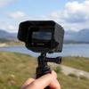 Black 3D-Printed Camera Display Shade with a Matte Retaining Frame and Raised Sections for Action Camera Bright Outdoor Framing, Action Filming,