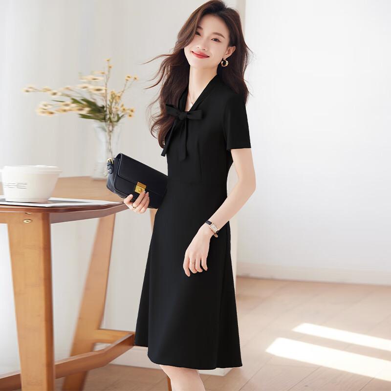 Women's Short Sleeve Professional Dress with Bow