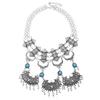 Ethnic Style Carved Flower Design Simulation Gemstone Decoration Women Necklace For Casual Boho Look