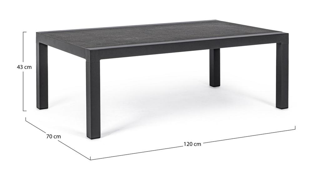 Garden Coffee Table 120X70Cm Bolzano Canvas Aluminum Anthracite