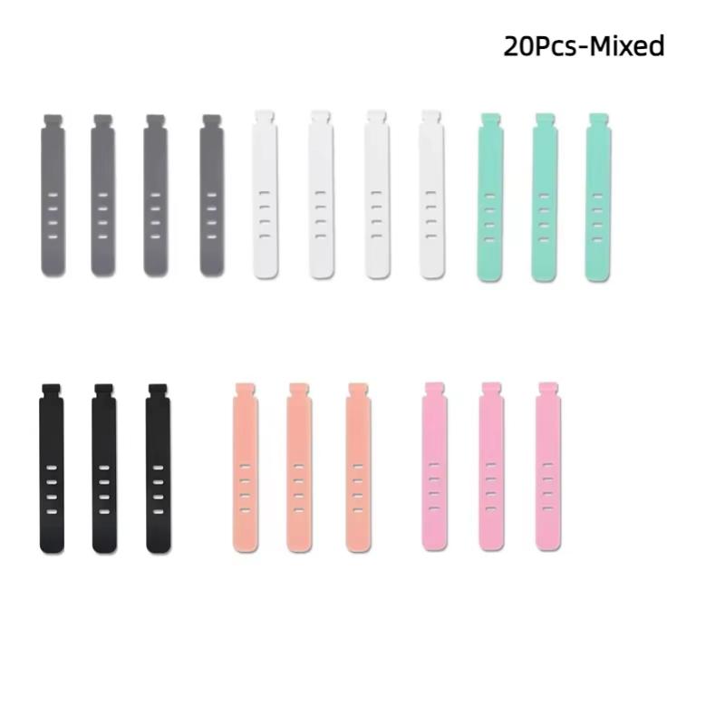 20pcs 73mm Reusable Silicone Cable Ties, Cord Organizer Wire Holder Straps, Portable Cable Management Zip Clips