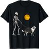 Border Collie Skeleton Dog Walking Halloween Costume T-Shirt for Men Women Girls Kids