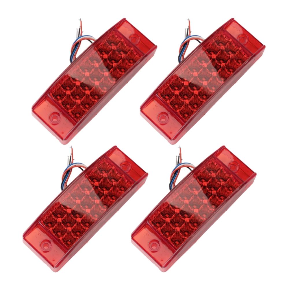 4PCS 21LED Clearance Side Marker Lights Truck Trailer 12V-24V Turn Signal Light DRL Red Rear Tail Running Flowing Light