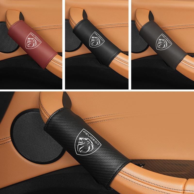 Door Inner Handle Protector Cover Car Leather Protect Sleeve For Peugeot 407 508 2008 5008 307 308 3008 206 207 208 107 106 HGH3