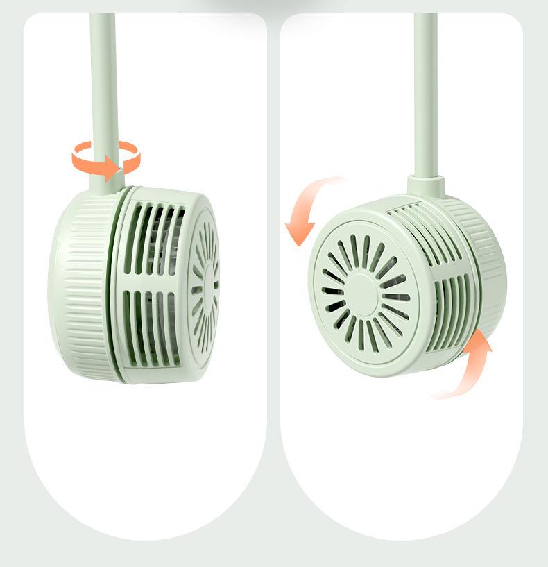 Portable USB Neck Fan - Silent, Foldable, Leafless Design for Outdoor Use