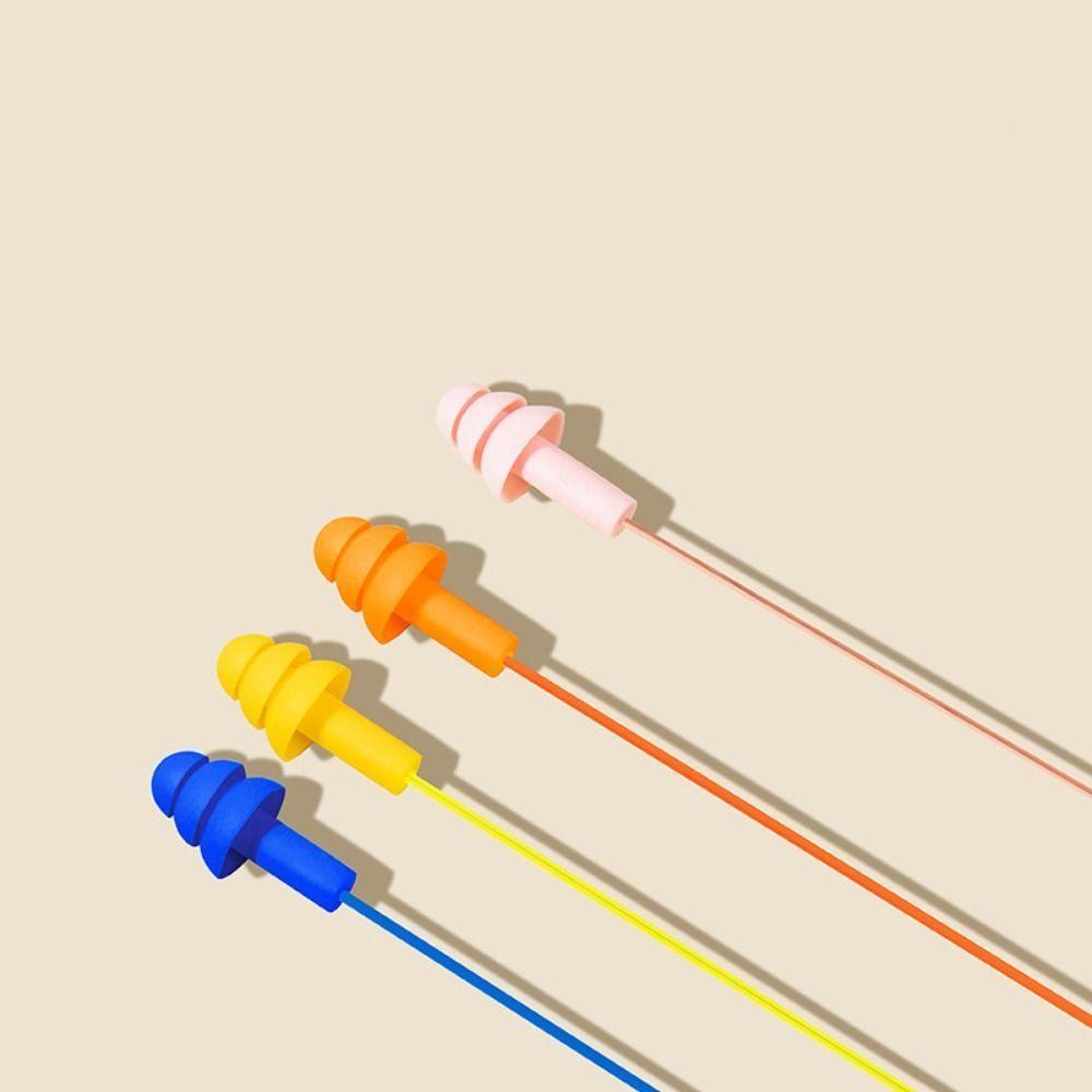 Anti-noise Silicone Corded Ear Plug Silicone Hearing Protection Noise Reduction  Swimming