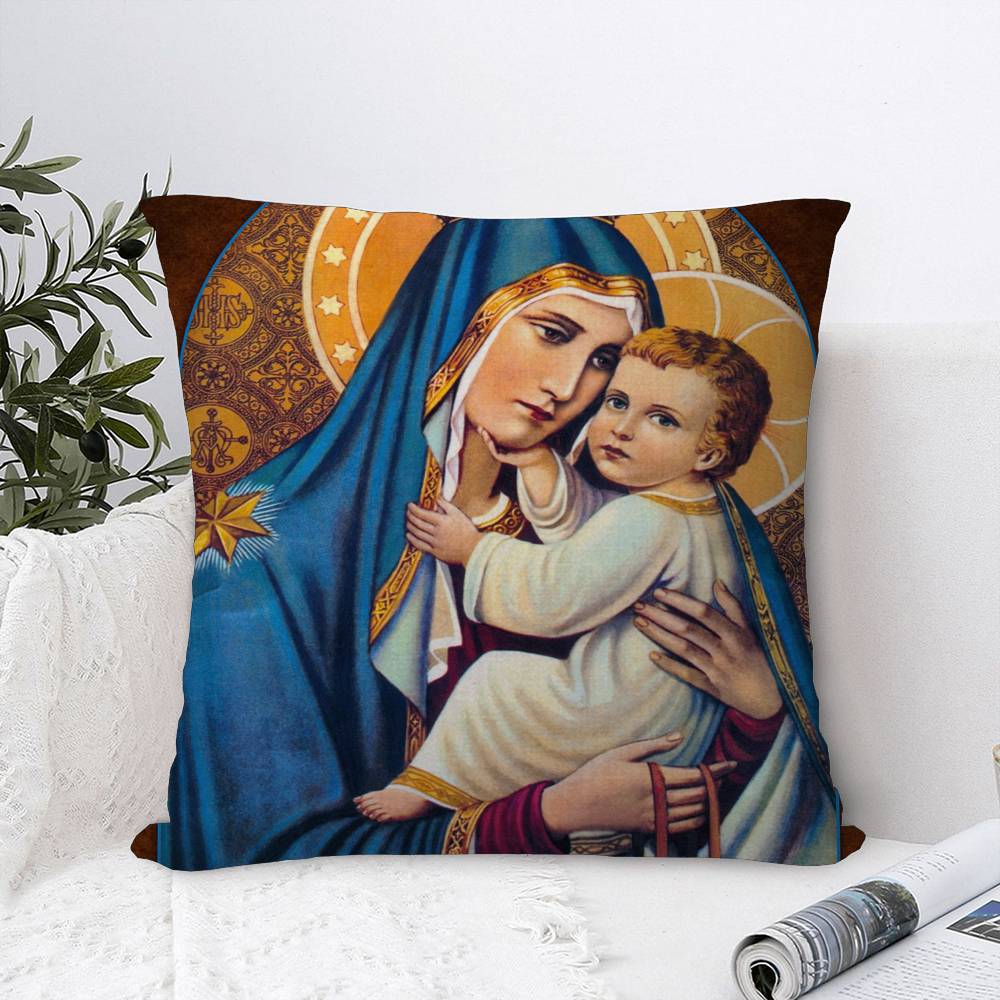 Virgin Mary Christian Pillowcase Toon Gift Cushion Cover Bedroom Home Sofa Chair Seat Decor Pillow Case