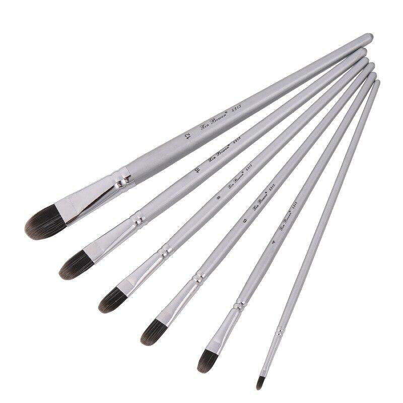 

JOWOART акварельная гуашь ручка высокого качества нейлоновые волосы 6 шт. деревянная ручка набор кистей для рисования товары для рукоделия Flat head