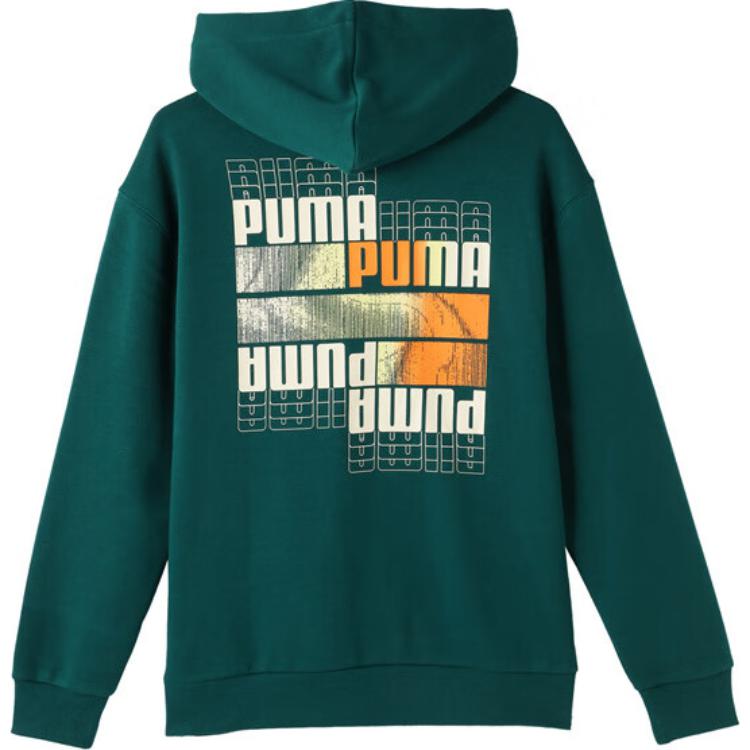 Puma Casual Fleece Hooded Sweatshirt Men Sweatshirts Christmas-Green 631729-43