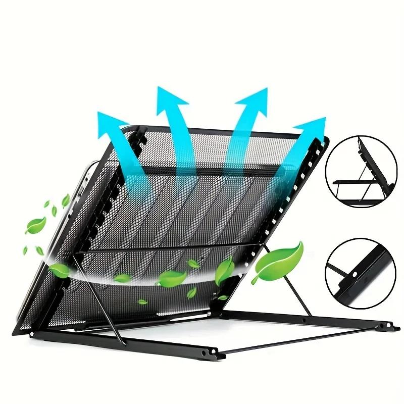 Adjustable Metal Bracket, Foldable Anti Slip Laptop Bracket Base, Flat Floor Folding Bracket, Portable Tracking Bracket