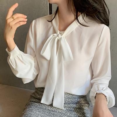 Camisa Casual Feminina Confortável e Versátil Temperamento Suave Senso de Design Feminino Solto Nicho Laço Blusa Branca Temperamento Elegante Moda Top