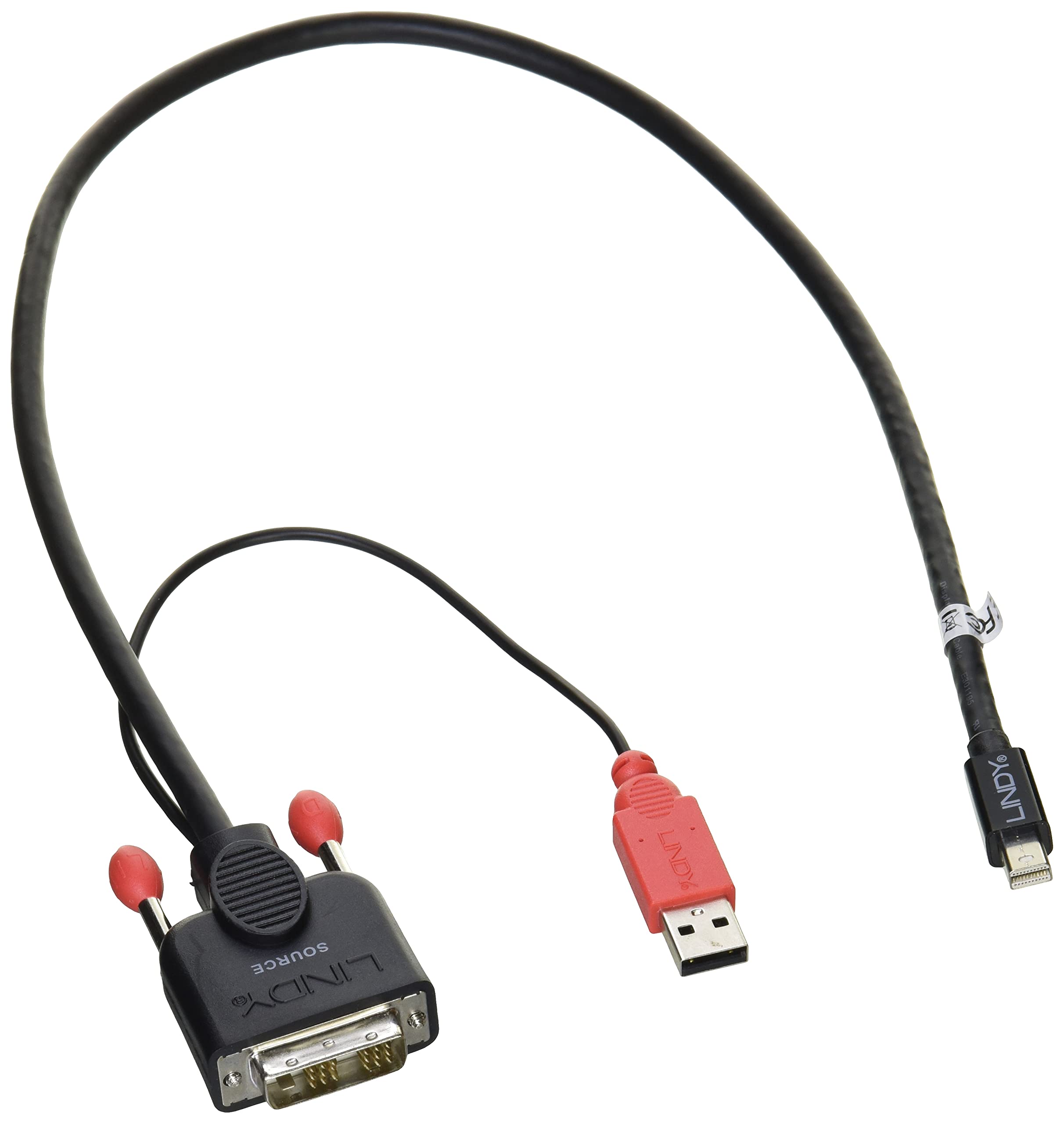 

LINDY to Mini DisplayPort Conversion Cable with USB Power DVI-D Cable, 0.5m (Part Number 41995)