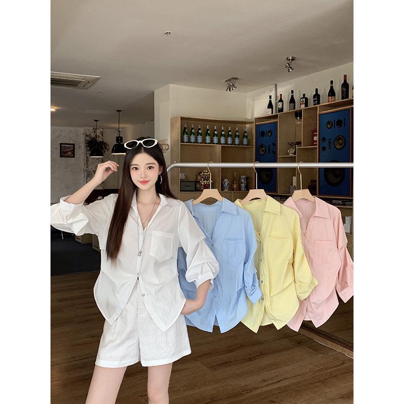 Plus Size Women s V-Neck Puff Sleeve Lapel Shirt - Slimming Spring 2026 L
