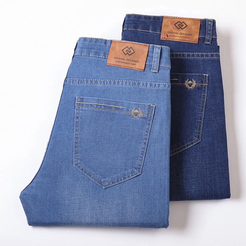 Sommer ultra-leichte Eis-Seiden-Denim-Hose für Herren Gerade geschnittene lässige Business-Hose in Übergrößen