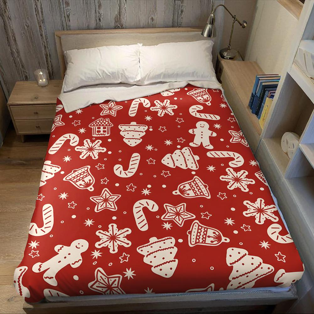 Xmas Cookie Flannel Blanket Warm Soft Halloween Christmas Couch Warm Cozy Decorative Decor Gift For All Season