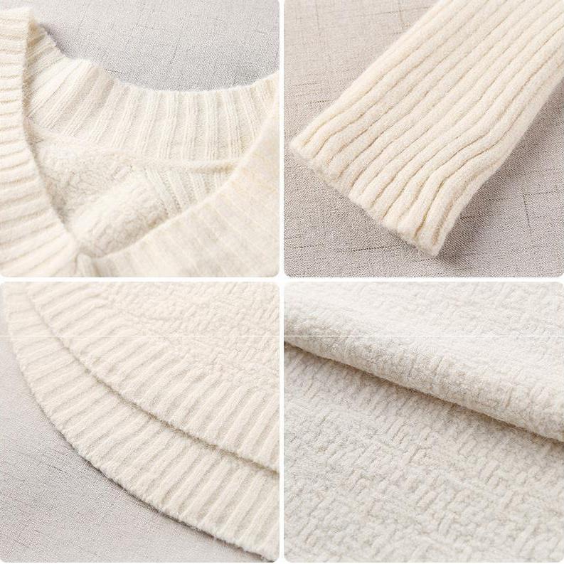 Autumn Winter Women's Sweater Knitwear Loose V-neck Medium-length Knitted Tops Pullover Jumper
