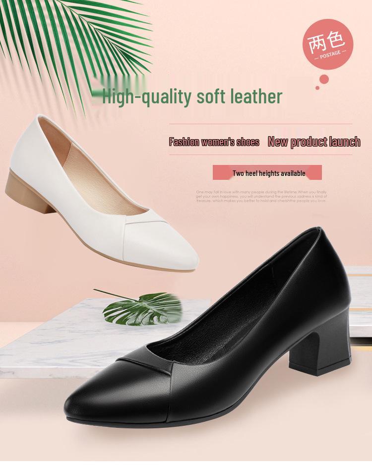 Spring & Autumn 2022 Chunky Heel Soft Leather Mom Shoes - Comfortable Low-Cut for Middle-Aged & Elderly Women