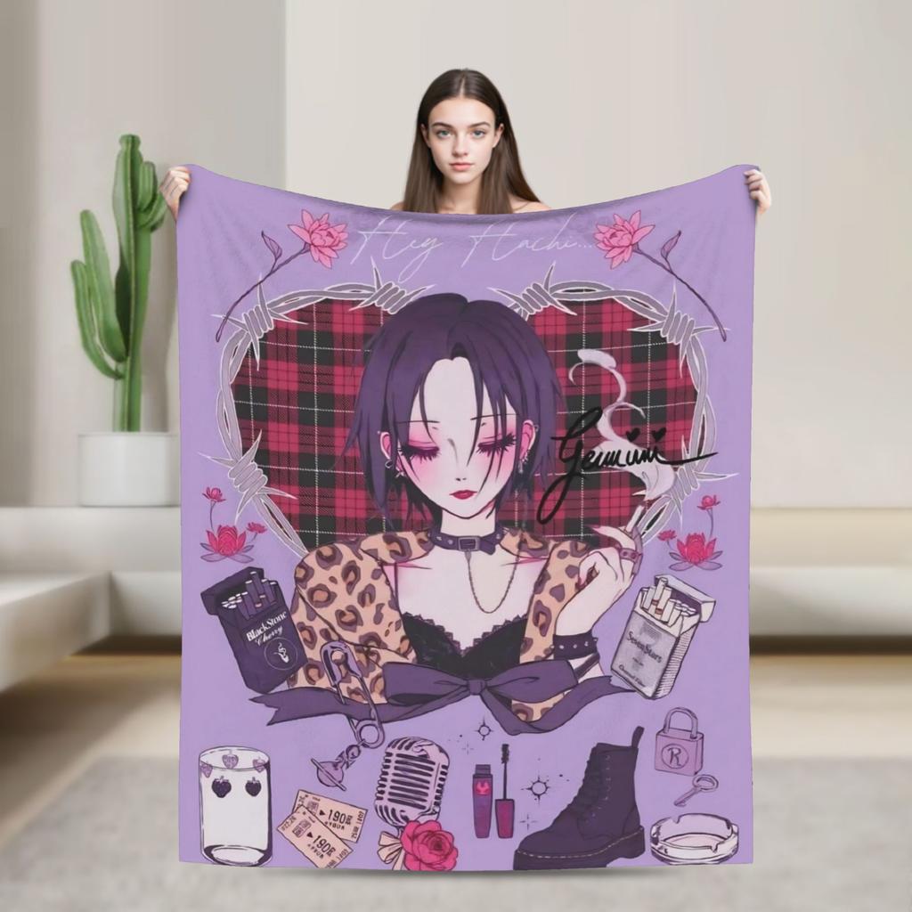 Warm Blanket Travel Nana Osaki Manga Panel collage Throw Blanket  Flannel Bedspread For Couch Chair Fluffy Sofa Bed Cover