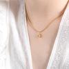 Elegant Zircon Glass Pendant Necklace with Pearl Chain