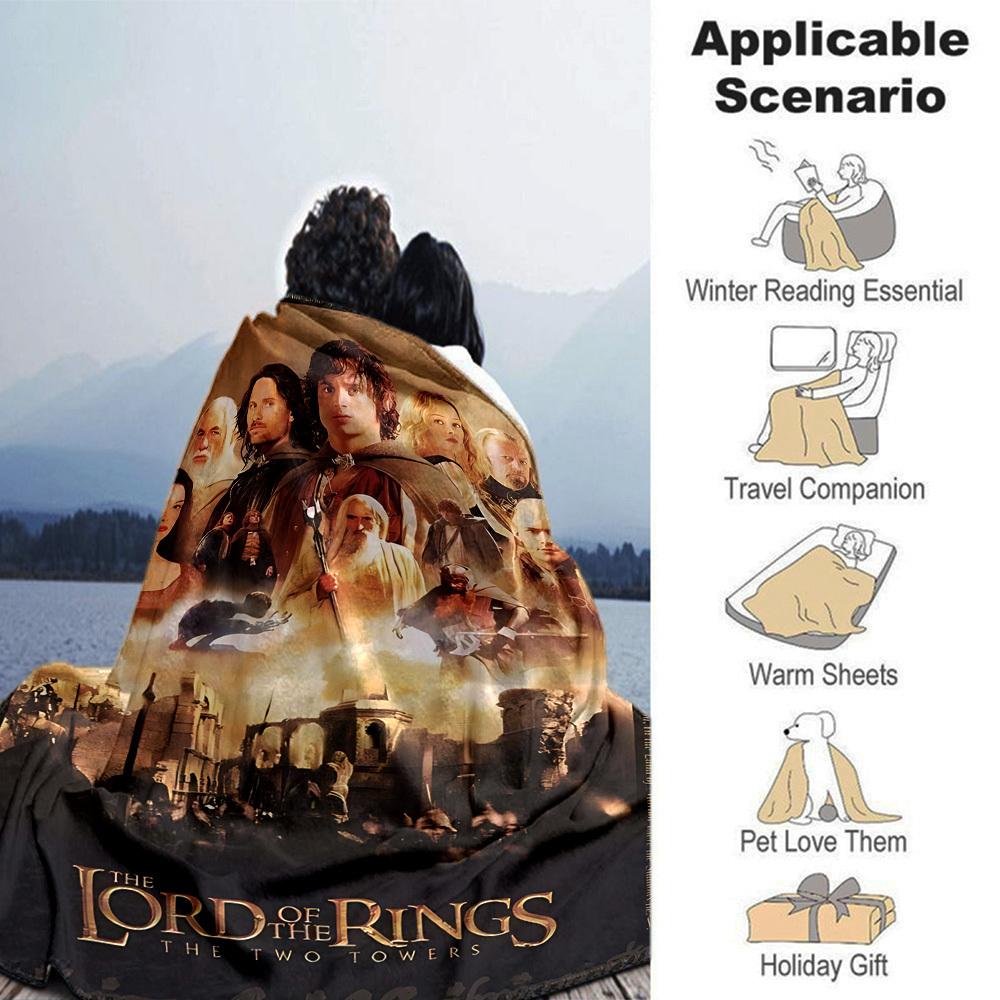 1pc Lord of the Rings Two Towers Flannel Blanket Soft Warm Throw for Home, Office, Travel, All-Season Cozy Bedding Gift L1397