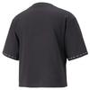 Puma Power Tape Logo Print Round Neck Pullover T-Shirt Women Tops Black 673626-01
