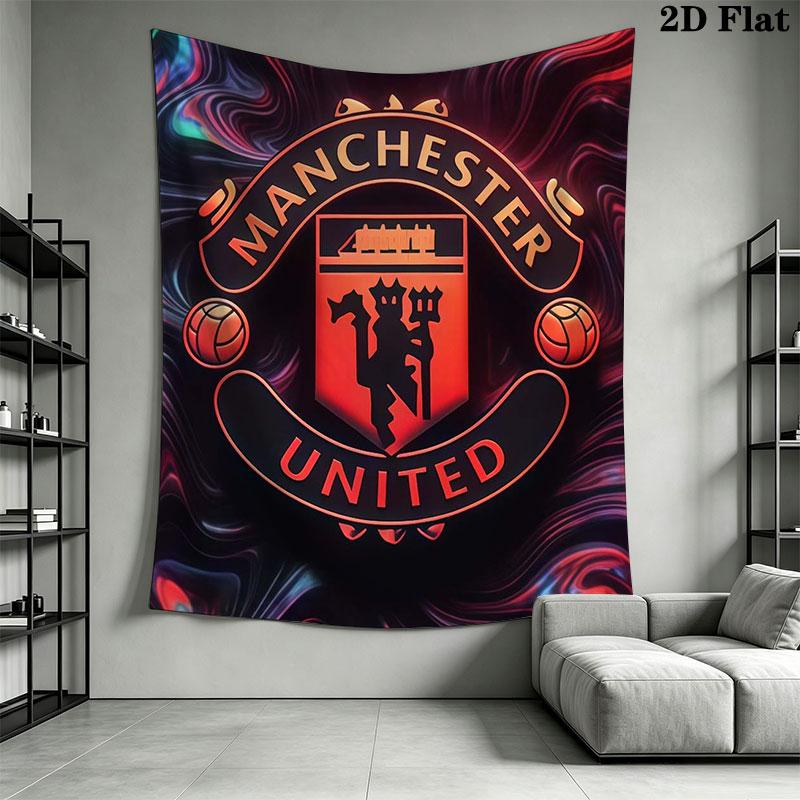 Man Utd E Wall Hanging Printed Fabric Blanket Decorative Tapestries for Bedroom Living Room Home Decor