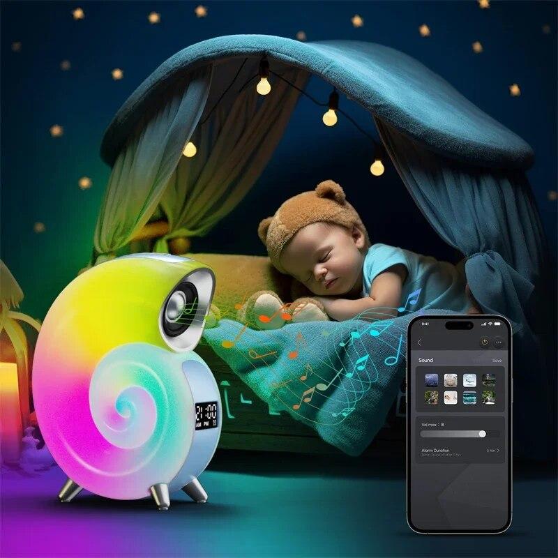 Difuzor Bluetooth Control aplicație LED RGB Lumină de noapte Lampă Ceas cu alarmă Difuzor fără fir Muzică HiFi Stereo Sunet Subwoofer Cadou