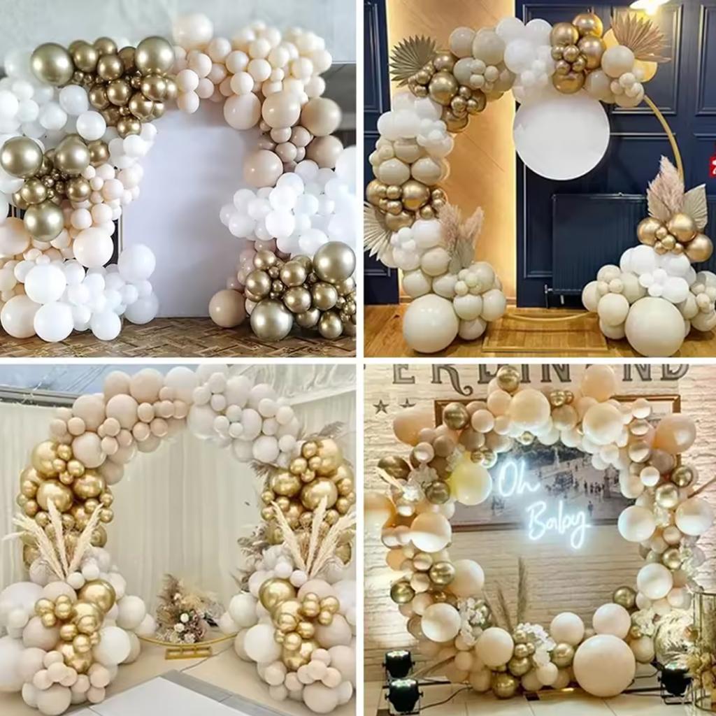 103pcs Platinum Balloon Arch Set White Golden Balloon Wreath Suitable for Birthday, Wedding, Engagement Party Decoration