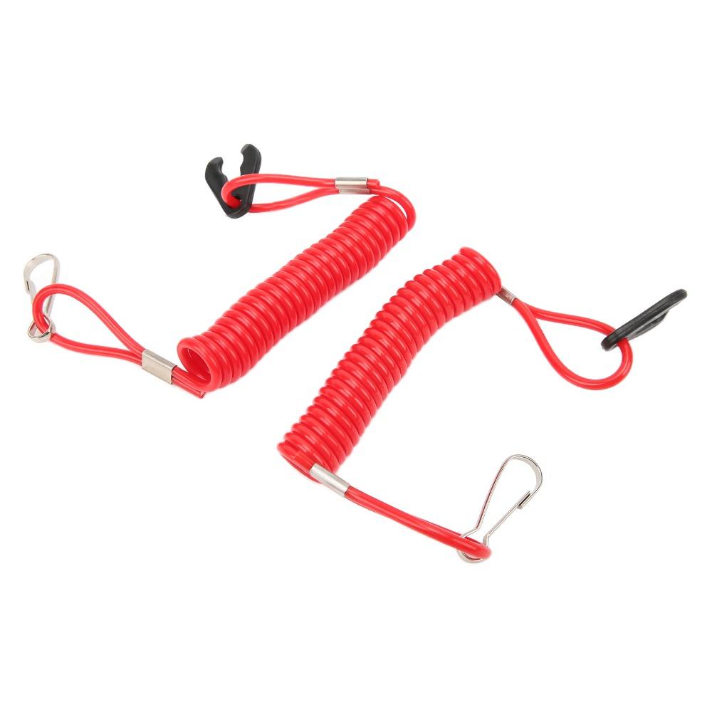 2PCS Red Marine Outboard Kill Switch Safety Lanyard Stop Switch Lanyard  Bike Usage